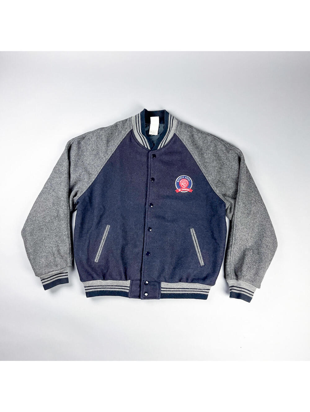 Vintage 90's Warner Bros Varsity Jacket, Large Embroidered Back Graphic